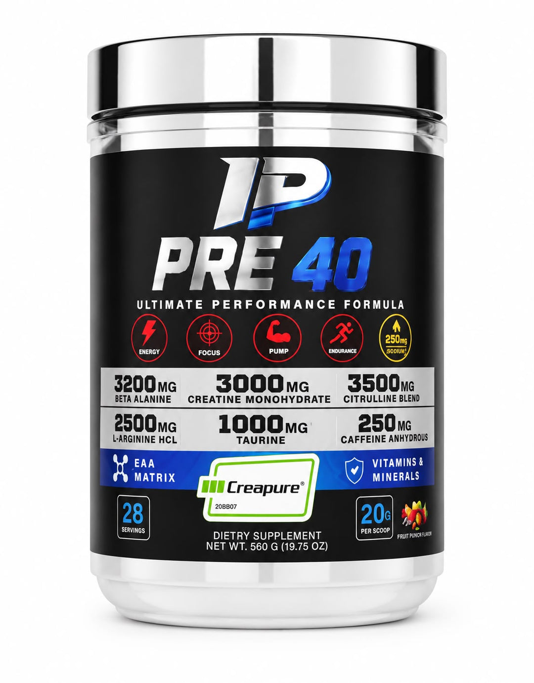 IP PRE 40 Pre-Workout with 40 Active Ingredients and Creapure Creatine